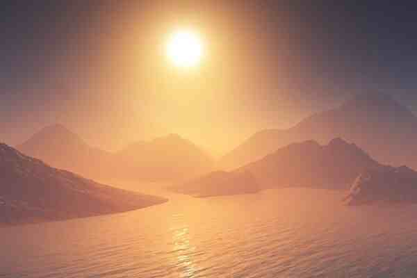 A calm sunrise landscape with soft light